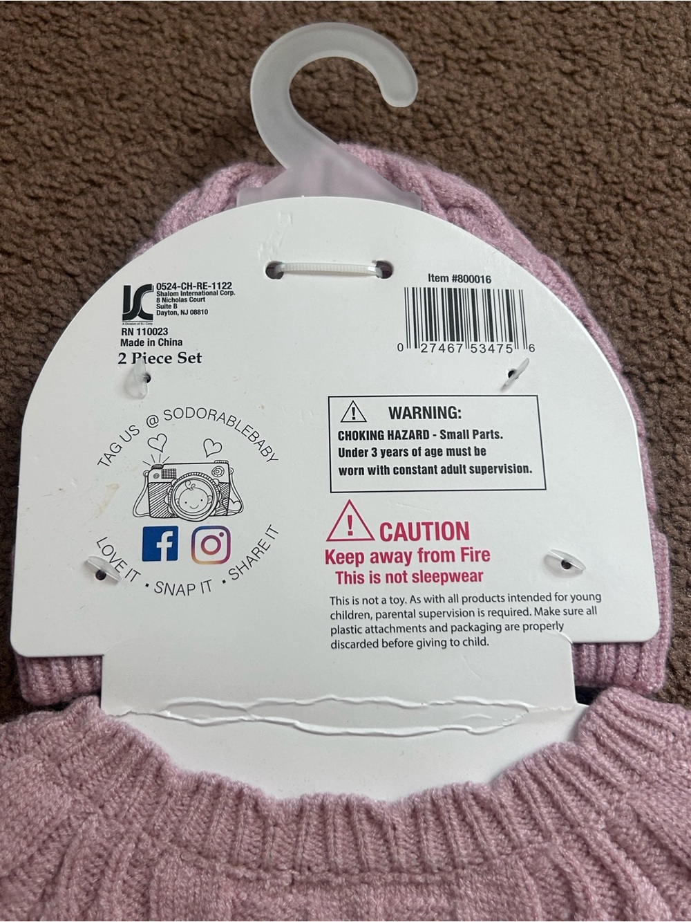 Chunky Knit Baby Sweater & Hat Set 6-12 Months Rose Color Soft - Picture 5 of 5